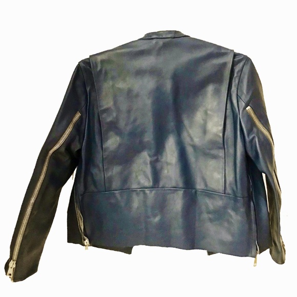 Acne blue leather jacket - Picture 3 of 7